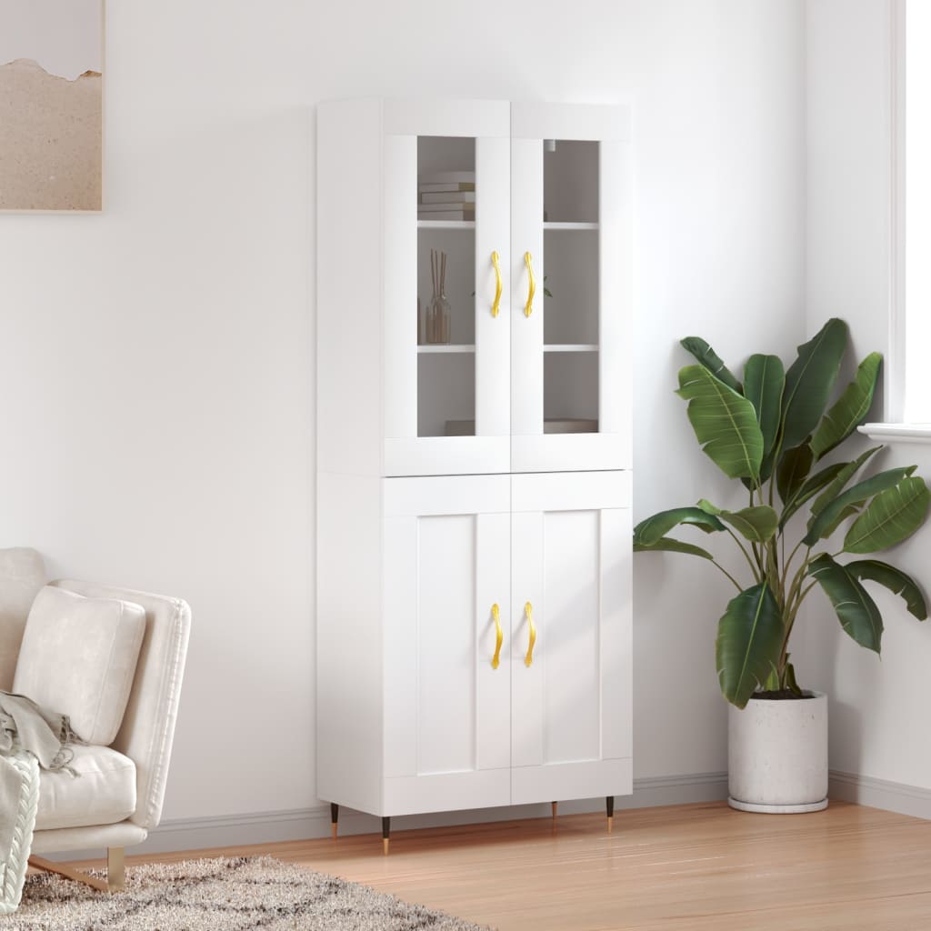 Hoge kast 69,5x34x180 cm bewerkt hout wit is nu te koop bij PeponiXL, paradijselijk wonen!