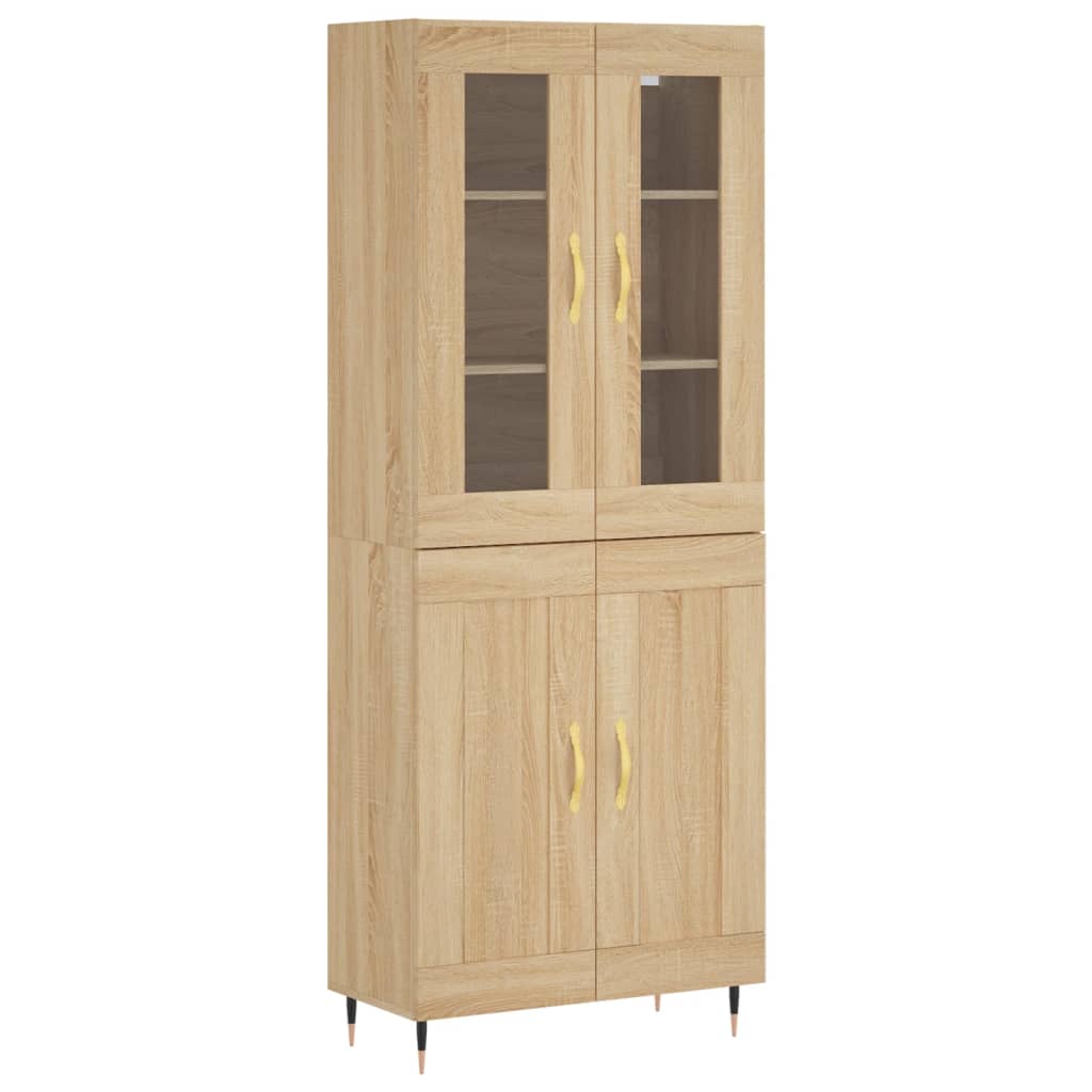 Hoge kast 69,5x34x180 cm bewerkt hout sonoma eikenkleurig is nu te koop bij PeponiXL, paradijselijk wonen!