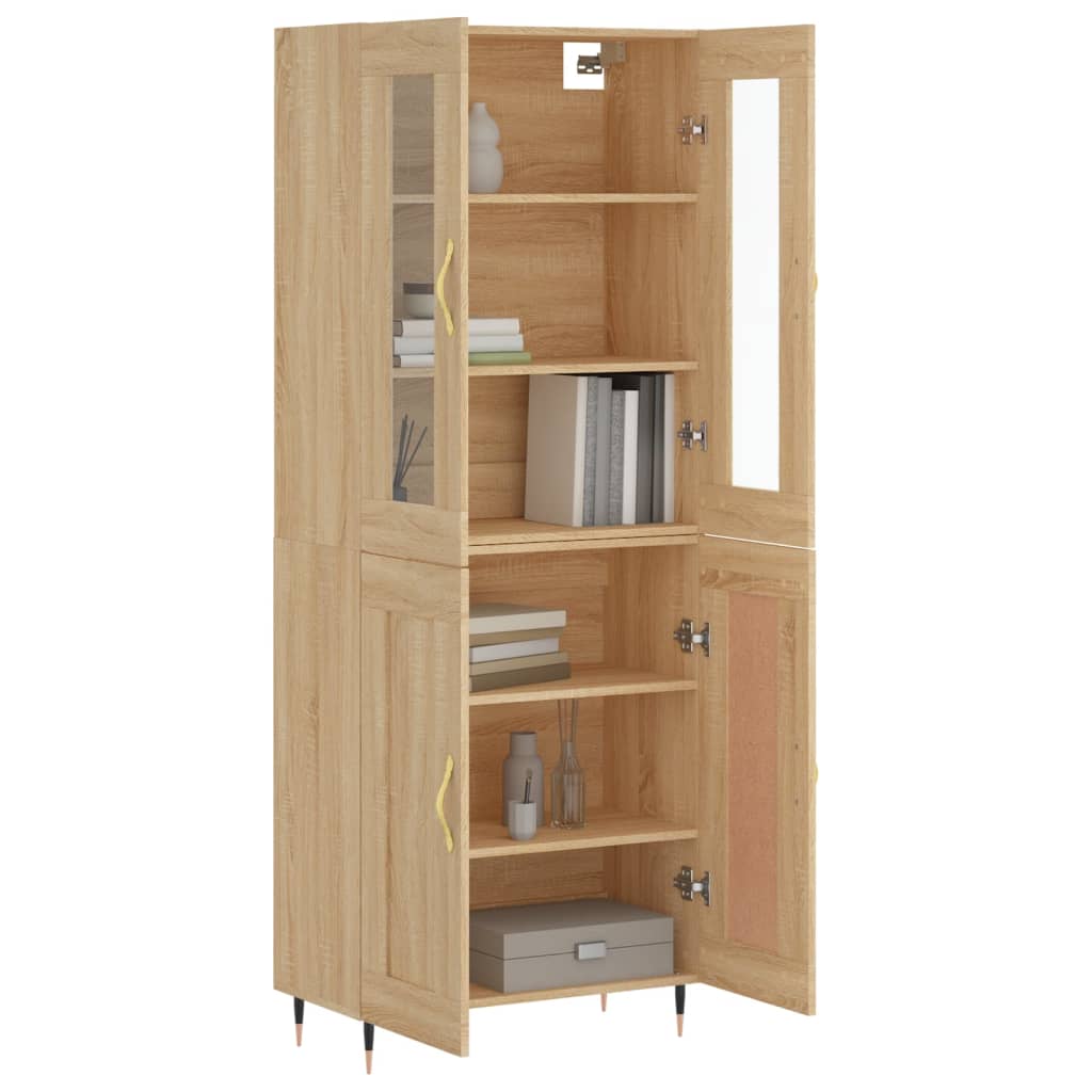 Hoge kast 69,5x34x180 cm bewerkt hout sonoma eikenkleurig is nu te koop bij PeponiXL, paradijselijk wonen!