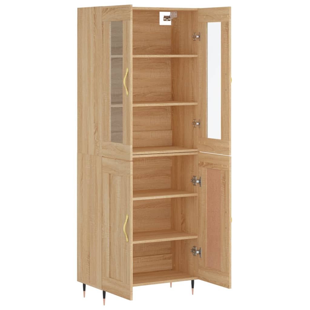 Hoge kast 69,5x34x180 cm bewerkt hout sonoma eikenkleurig is nu te koop bij PeponiXL, paradijselijk wonen!