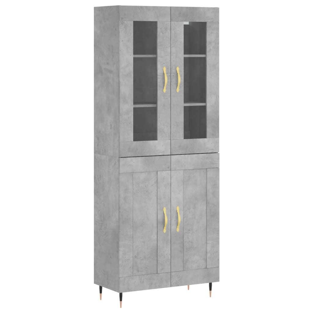 Hoge kast 69,5x34x180 cm bewerkt hout betongrijs is nu te koop bij PeponiXL, paradijselijk wonen!