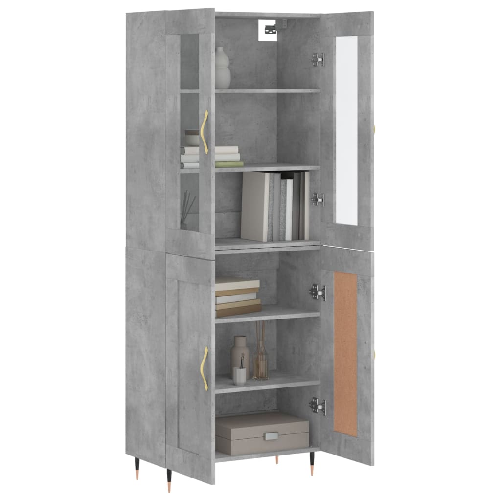 Hoge kast 69,5x34x180 cm bewerkt hout betongrijs is nu te koop bij PeponiXL, paradijselijk wonen!