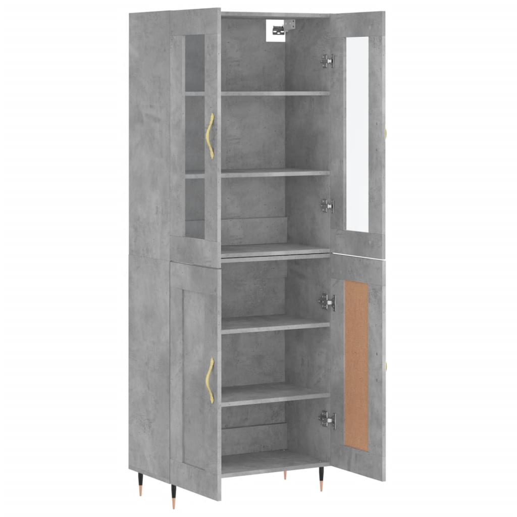 Hoge kast 69,5x34x180 cm bewerkt hout betongrijs is nu te koop bij PeponiXL, paradijselijk wonen!