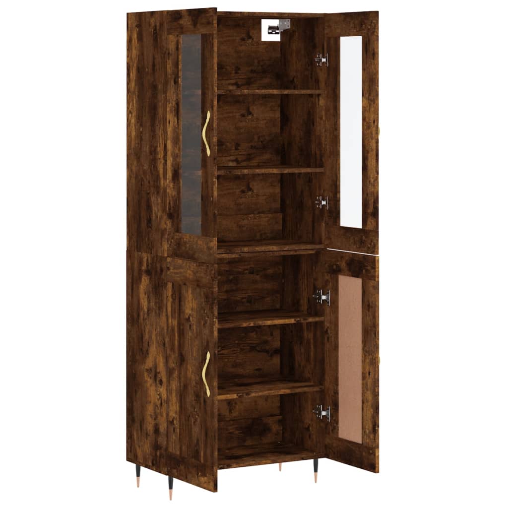 Hoge kast 69,5x34x180 cm bewerkt hout gerookt eikenkleurig is nu te koop bij PeponiXL, paradijselijk wonen!