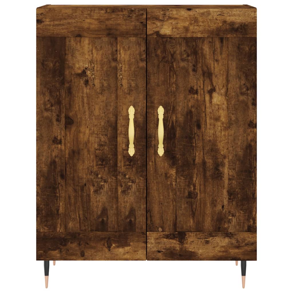 Hoge kast 69,5x34x180 cm bewerkt hout gerookt eikenkleurig is nu te koop bij PeponiXL, paradijselijk wonen!