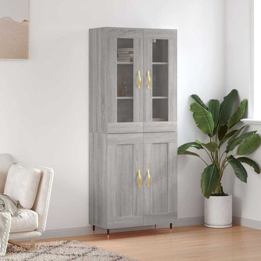 Hoge kast 69,5x34x180 cm bewerkt hout grijs sonoma eikenkleurig is nu te koop bij PeponiXL, paradijselijk wonen!