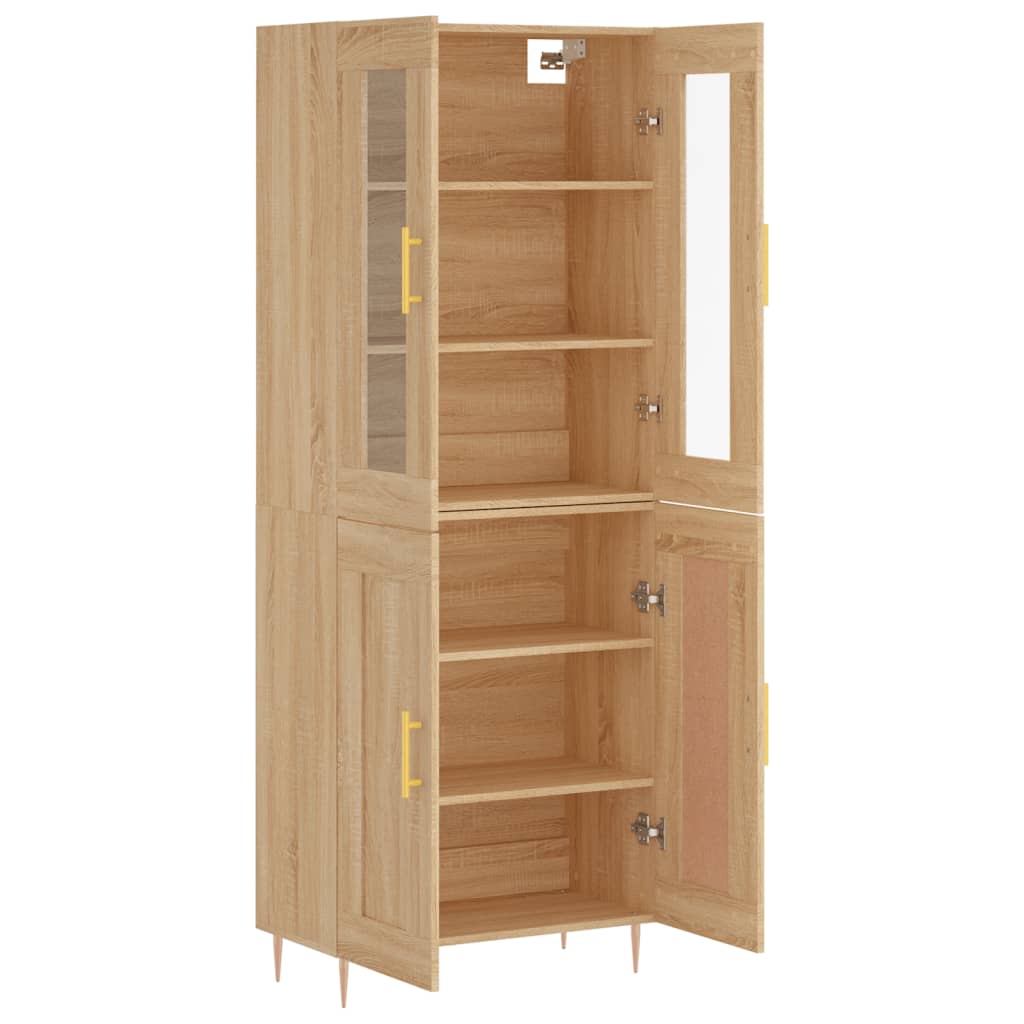 Hoge kast 69,5x34x180 cm bewerkt hout sonoma eikenkleurig is nu te koop bij PeponiXL, paradijselijk wonen!
