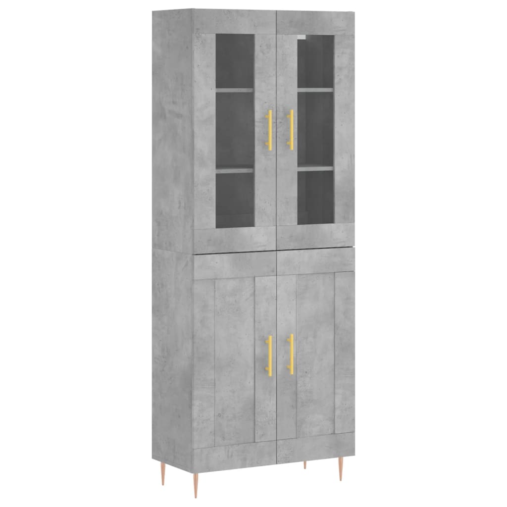 Hoge kast 69,5x34x180 cm bewerkt hout betongrijs is nu te koop bij PeponiXL, paradijselijk wonen!