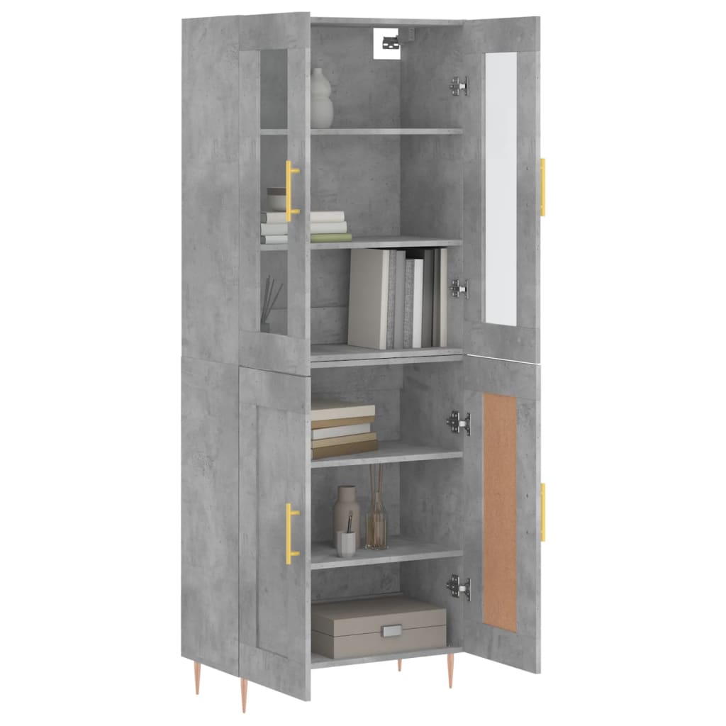 Hoge kast 69,5x34x180 cm bewerkt hout betongrijs is nu te koop bij PeponiXL, paradijselijk wonen!