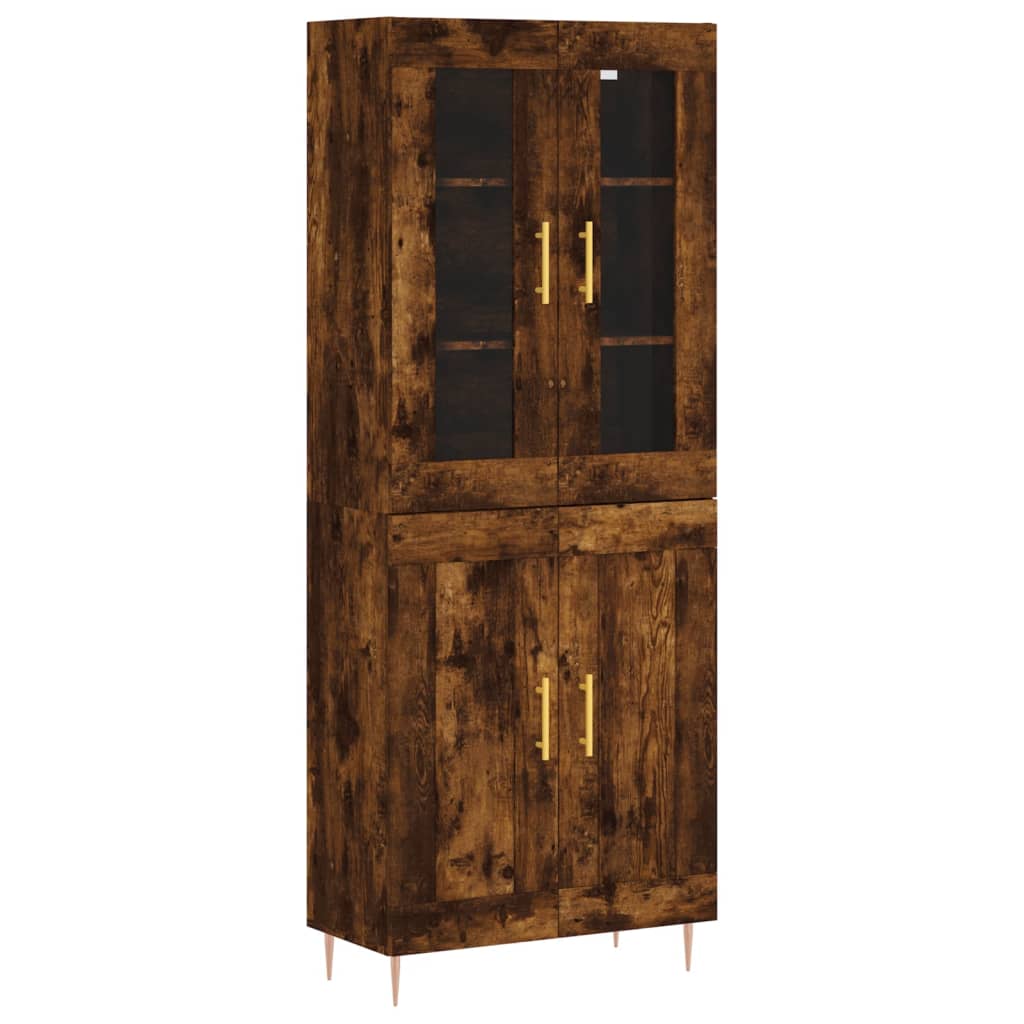 Hoge kast 69,5x34x180 cm bewerkt hout gerookt eikenkleurig is nu te koop bij PeponiXL, paradijselijk wonen!