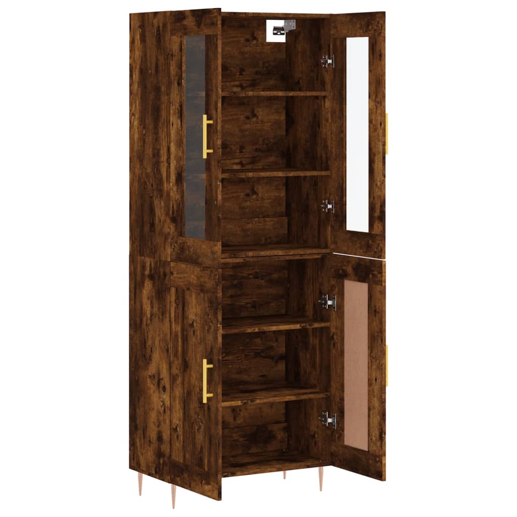 Hoge kast 69,5x34x180 cm bewerkt hout gerookt eikenkleurig is nu te koop bij PeponiXL, paradijselijk wonen!