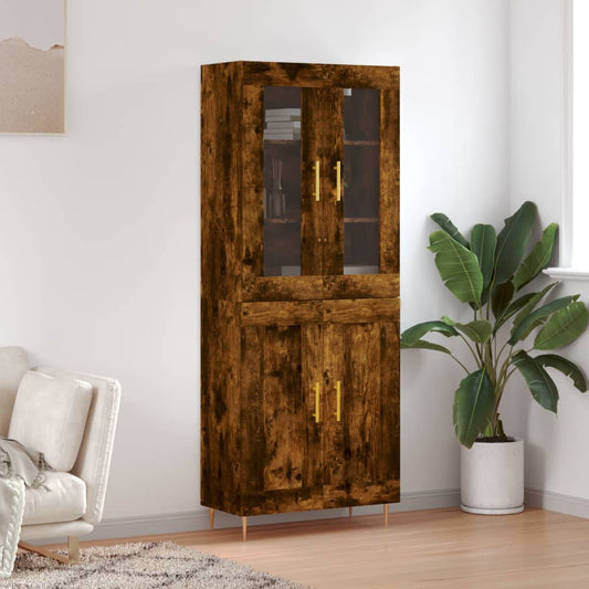 Hoge kast 69,5x34x180 cm bewerkt hout gerookt eikenkleurig is nu te koop bij PeponiXL, paradijselijk wonen!