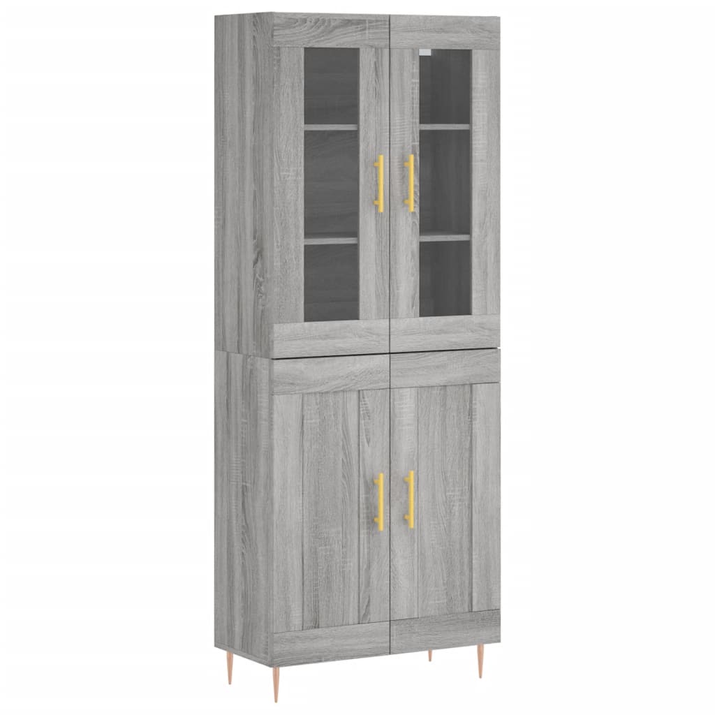 Hoge kast 69,5x34x180 cm bewerkt hout grijs sonoma eikenkleurig is nu te koop bij PeponiXL, paradijselijk wonen!