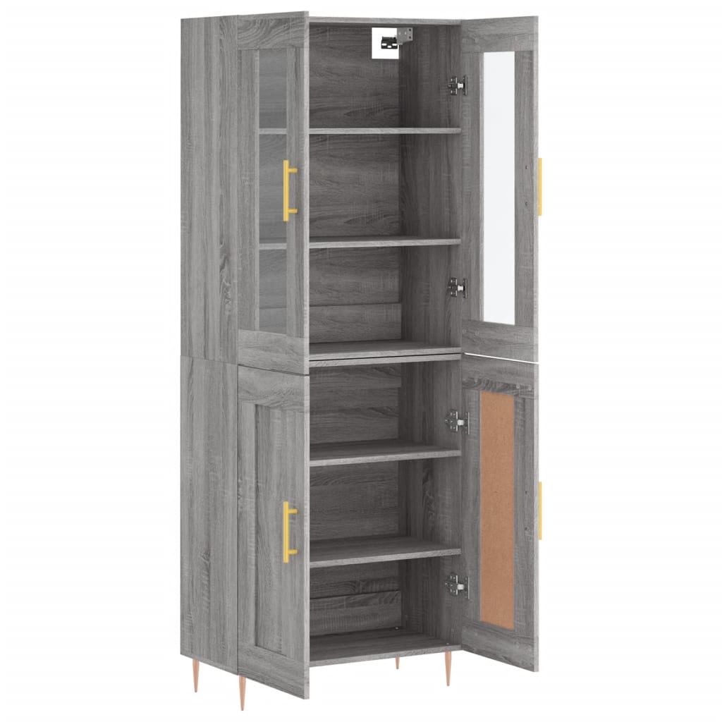 Hoge kast 69,5x34x180 cm bewerkt hout grijs sonoma eikenkleurig is nu te koop bij PeponiXL, paradijselijk wonen!