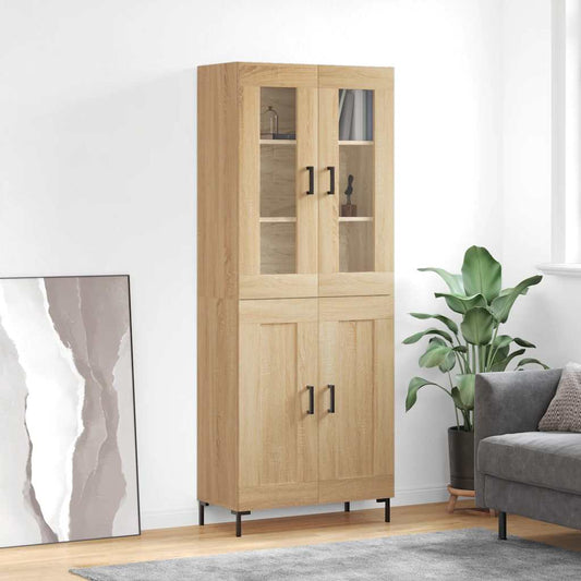 Hoge kast 69,5x34x180 cm bewerkt hout sonoma eikenkleurig is nu te koop bij PeponiXL, paradijselijk wonen!