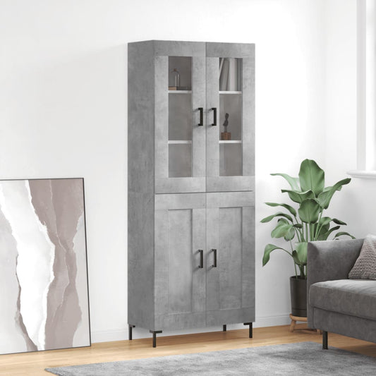 Hoge kast 69,5x34x180 cm bewerkt hout betongrijs is nu te koop bij PeponiXL, paradijselijk wonen!