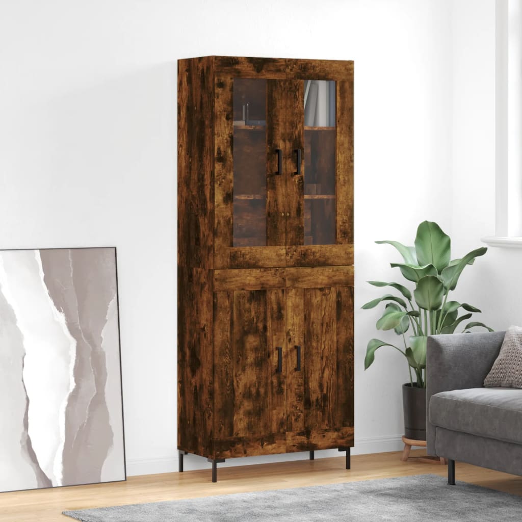 Hoge kast 69,5x34x180 cm bewerkt hout gerookt eikenkleurig is nu te koop bij PeponiXL, paradijselijk wonen!