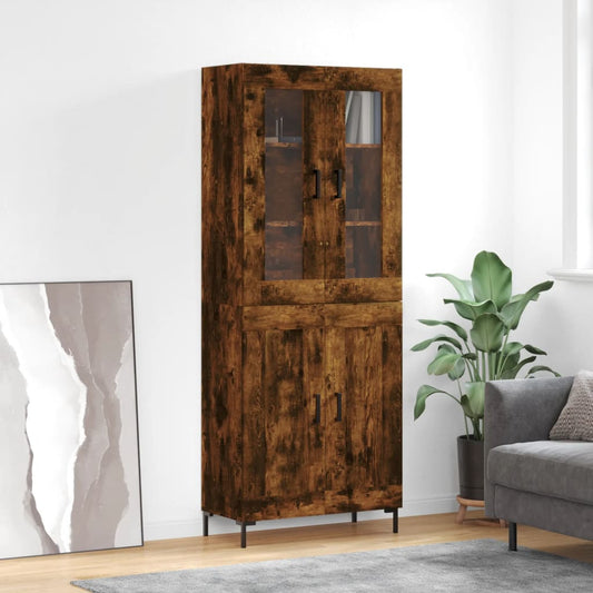 Hoge kast 69,5x34x180 cm bewerkt hout gerookt eikenkleurig is nu te koop bij PeponiXL, paradijselijk wonen!