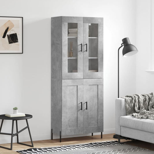 Hoge kast 69,5x34x180 cm bewerkt hout betongrijs is nu te koop bij PeponiXL, paradijselijk wonen!