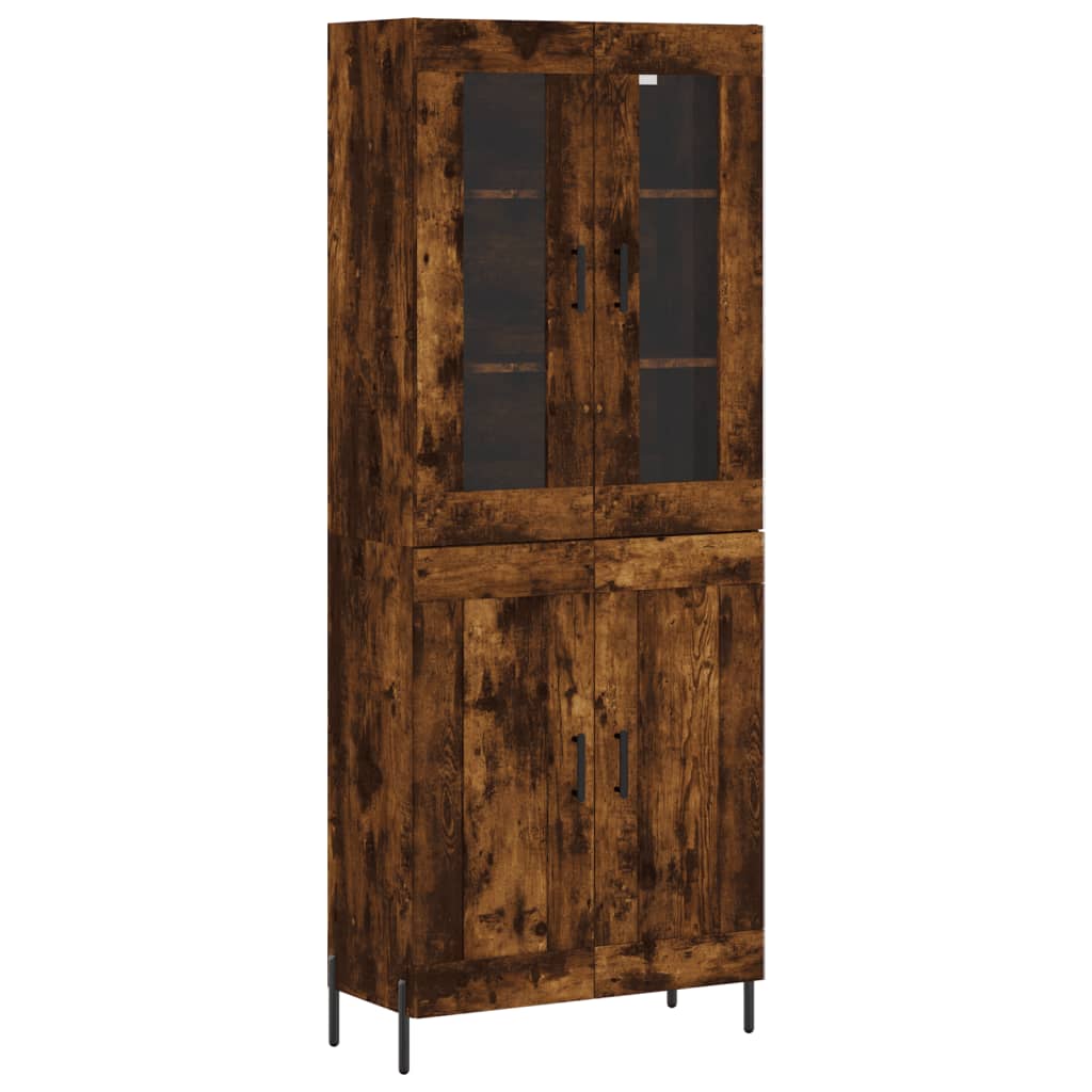 Hoge kast 69,5x34x180 cm bewerkt hout gerookt eikenkleurig is nu te koop bij PeponiXL, paradijselijk wonen!