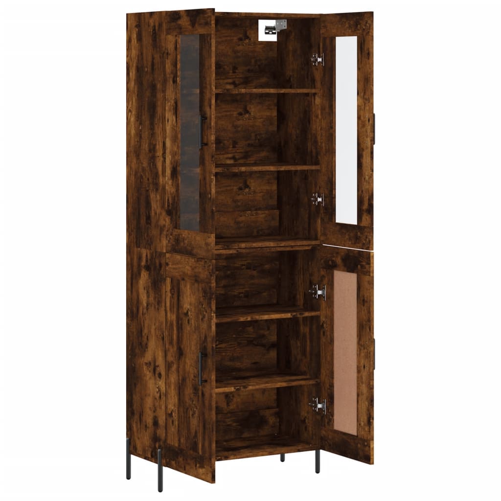 Hoge kast 69,5x34x180 cm bewerkt hout gerookt eikenkleurig is nu te koop bij PeponiXL, paradijselijk wonen!