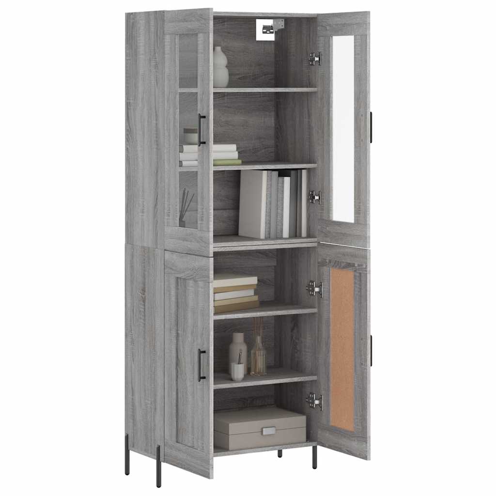 Hoge kast 69,5x34x180 cm bewerkt hout grijs sonoma eikenkleurig is nu te koop bij PeponiXL, paradijselijk wonen!