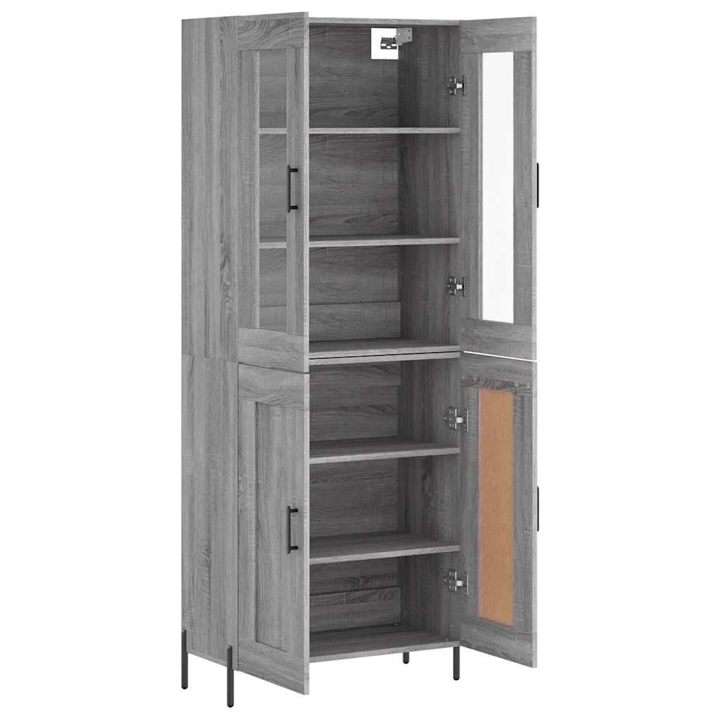 Hoge kast 69,5x34x180 cm bewerkt hout grijs sonoma eikenkleurig is nu te koop bij PeponiXL, paradijselijk wonen!