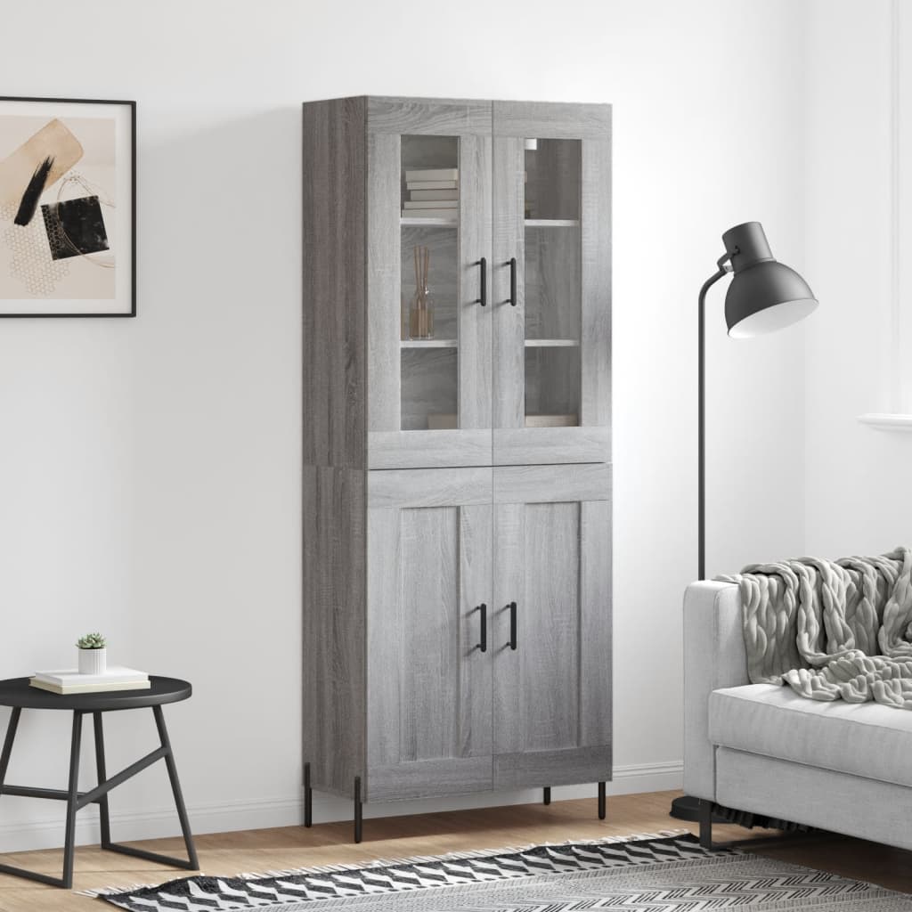 Hoge kast 69,5x34x180 cm bewerkt hout grijs sonoma eikenkleurig is nu te koop bij PeponiXL, paradijselijk wonen!
