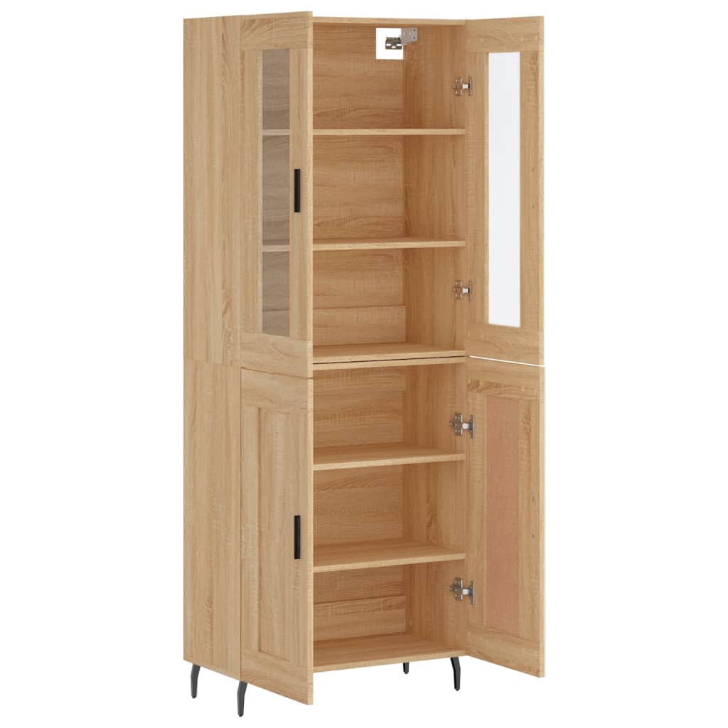Hoge kast 69,5x34x180 cm bewerkt hout sonoma eikenkleurig is nu te koop bij PeponiXL, paradijselijk wonen!
