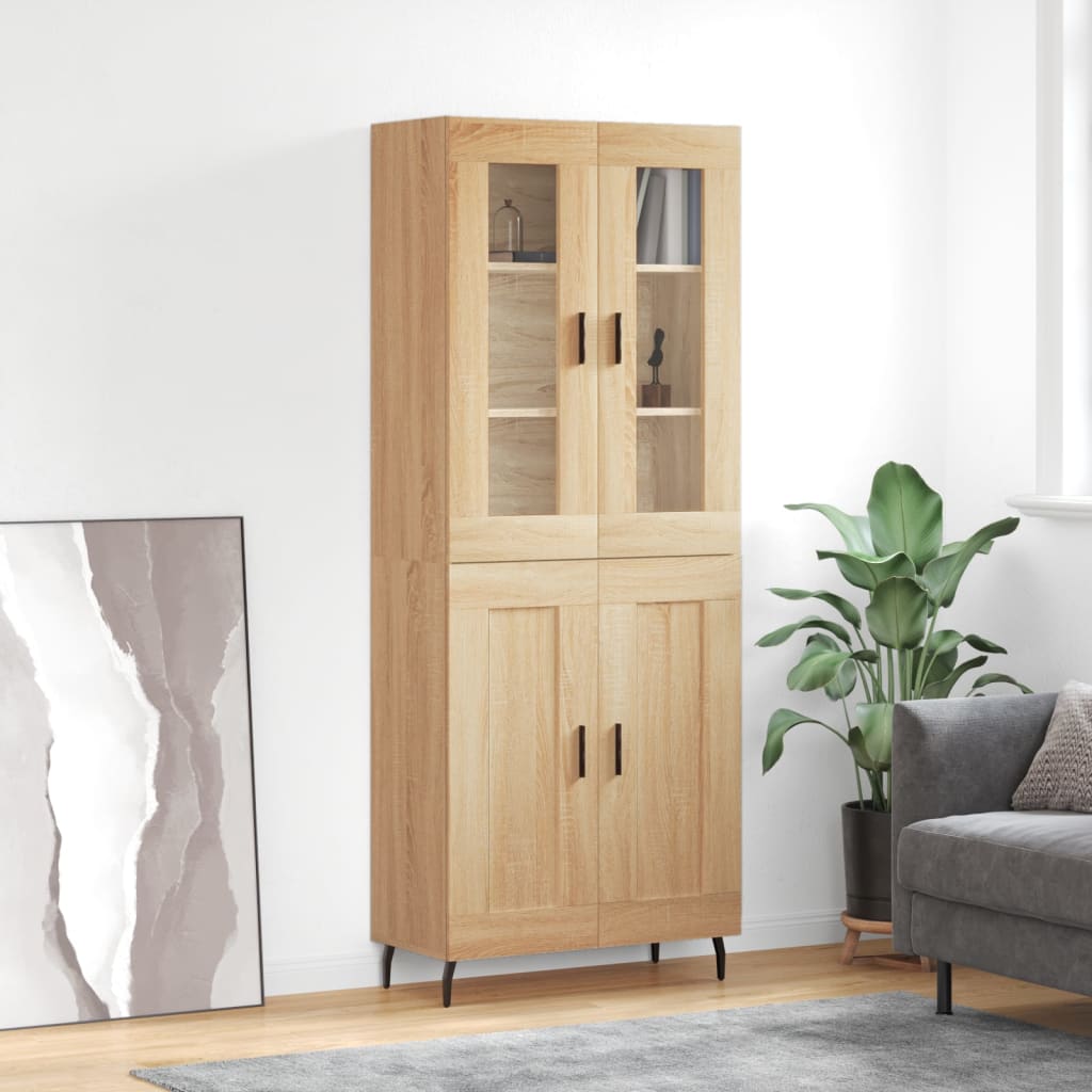 Hoge kast 69,5x34x180 cm bewerkt hout sonoma eikenkleurig is nu te koop bij PeponiXL, paradijselijk wonen!