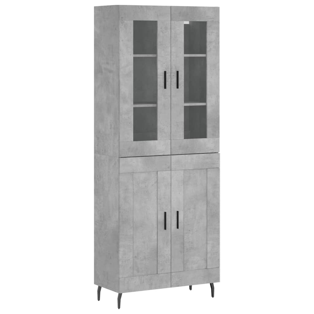 Hoge kast 69,5x34x180 cm bewerkt hout betongrijs is nu te koop bij PeponiXL, paradijselijk wonen!
