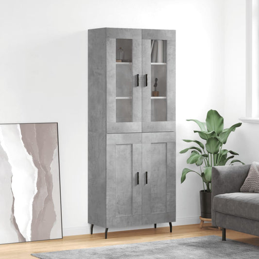 Hoge kast 69,5x34x180 cm bewerkt hout betongrijs is nu te koop bij PeponiXL, paradijselijk wonen!