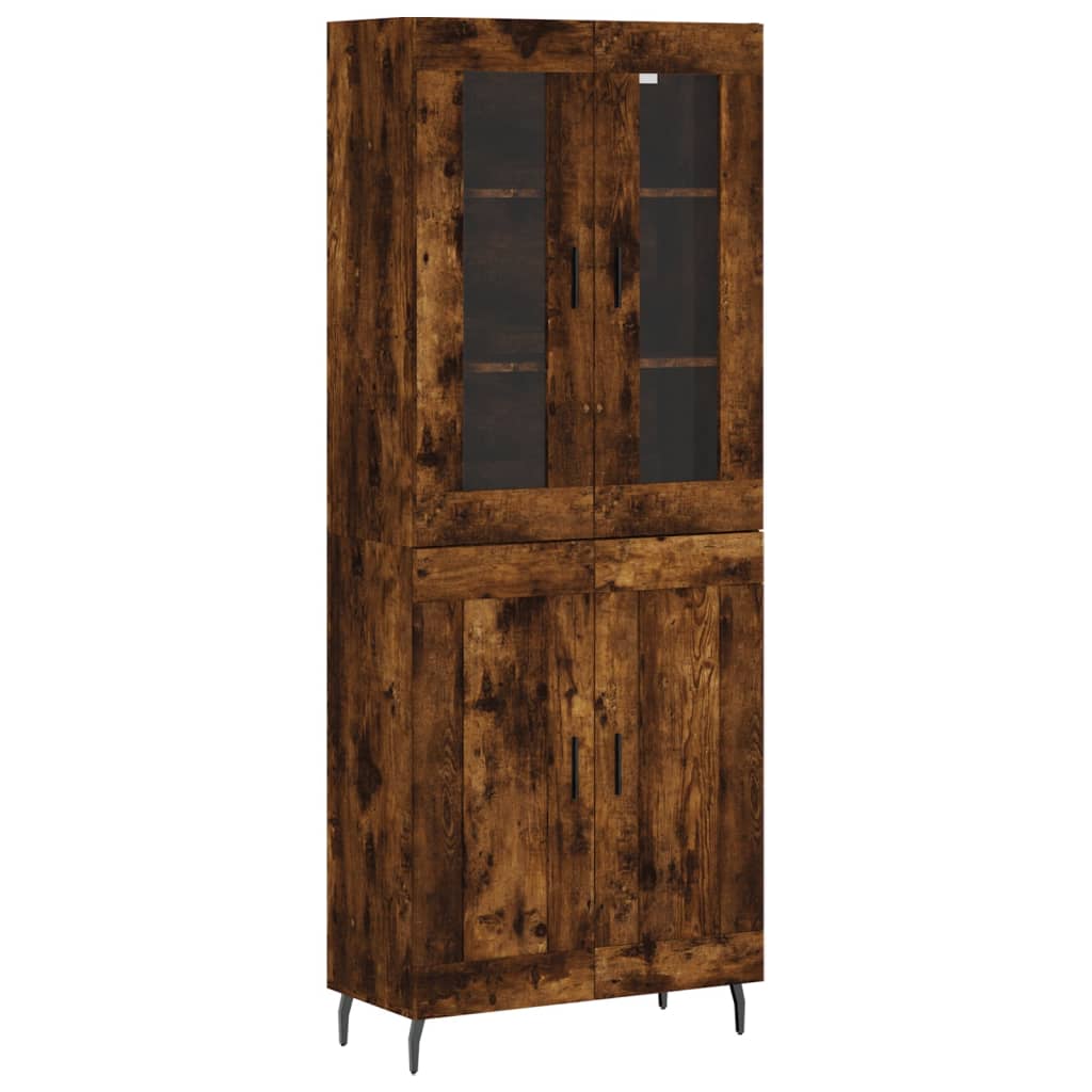 Hoge kast 69,5x34x180 cm bewerkt hout gerookt eikenkleurig is nu te koop bij PeponiXL, paradijselijk wonen!