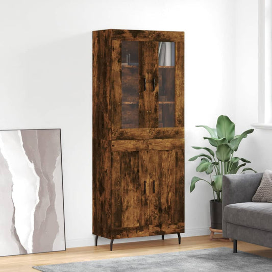 Hoge kast 69,5x34x180 cm bewerkt hout gerookt eikenkleurig is nu te koop bij PeponiXL, paradijselijk wonen!