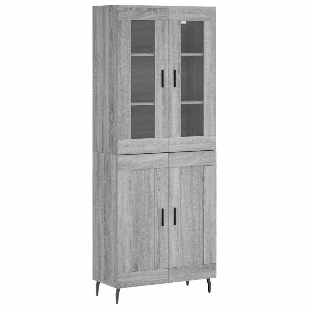 Hoge kast 69,5x34x180 cm bewerkt hout grijs sonoma eikenkleurig is nu te koop bij PeponiXL, paradijselijk wonen!