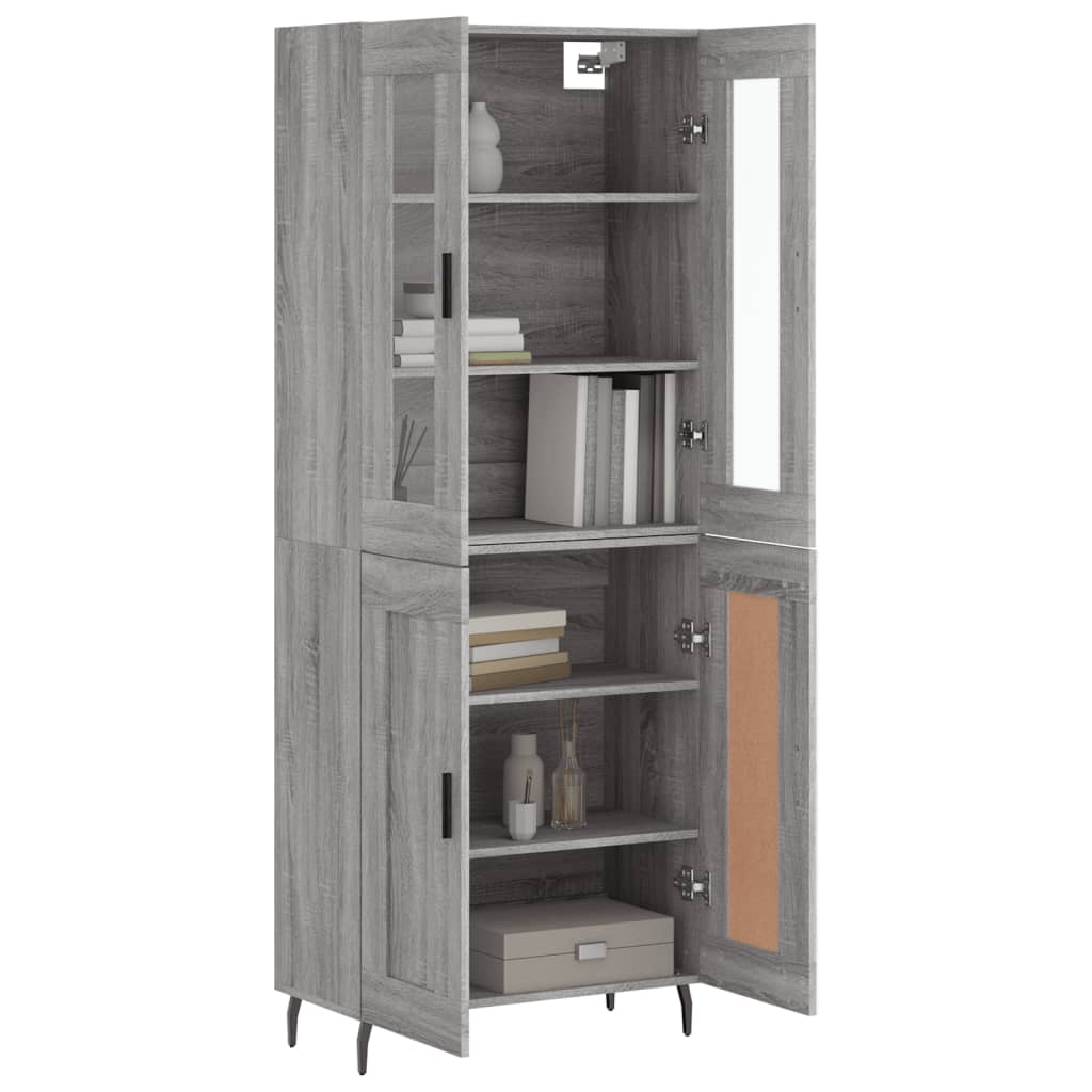 Hoge kast 69,5x34x180 cm bewerkt hout grijs sonoma eikenkleurig is nu te koop bij PeponiXL, paradijselijk wonen!