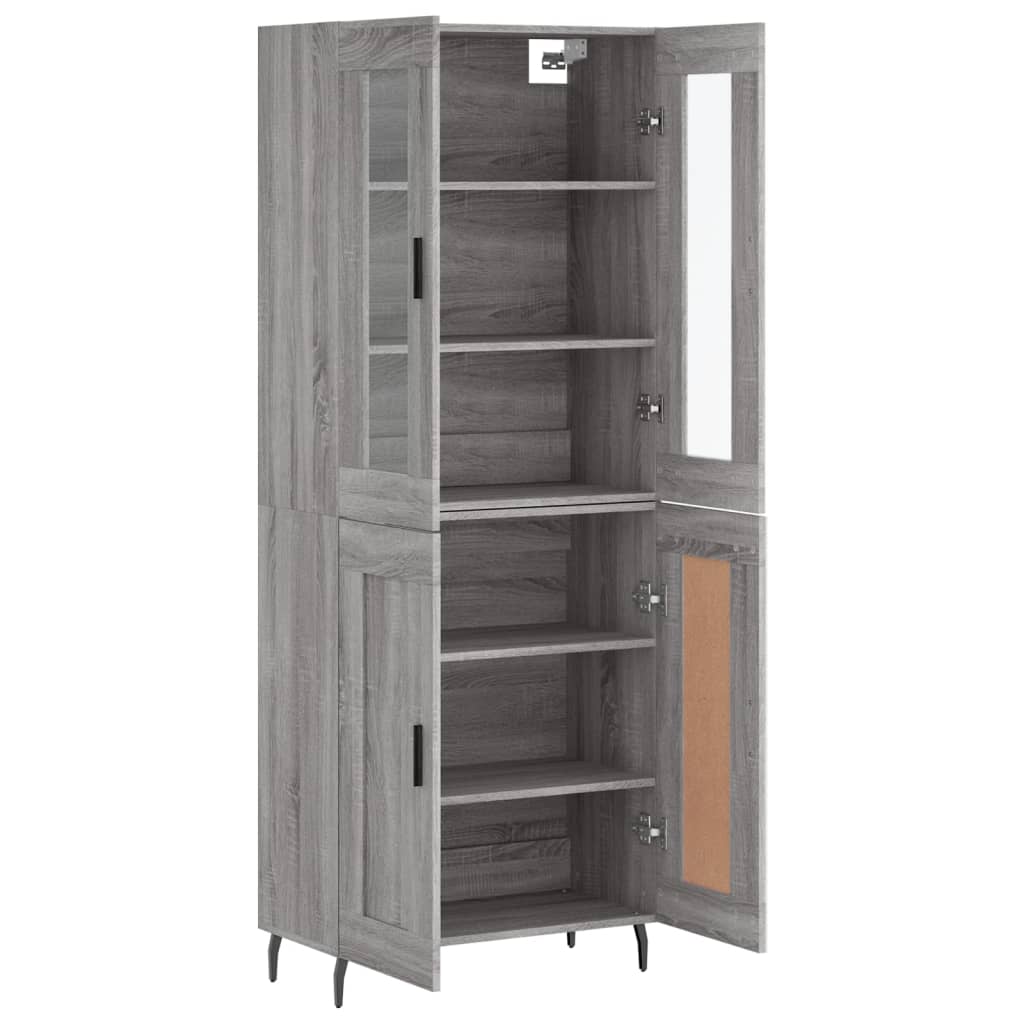Hoge kast 69,5x34x180 cm bewerkt hout grijs sonoma eikenkleurig is nu te koop bij PeponiXL, paradijselijk wonen!