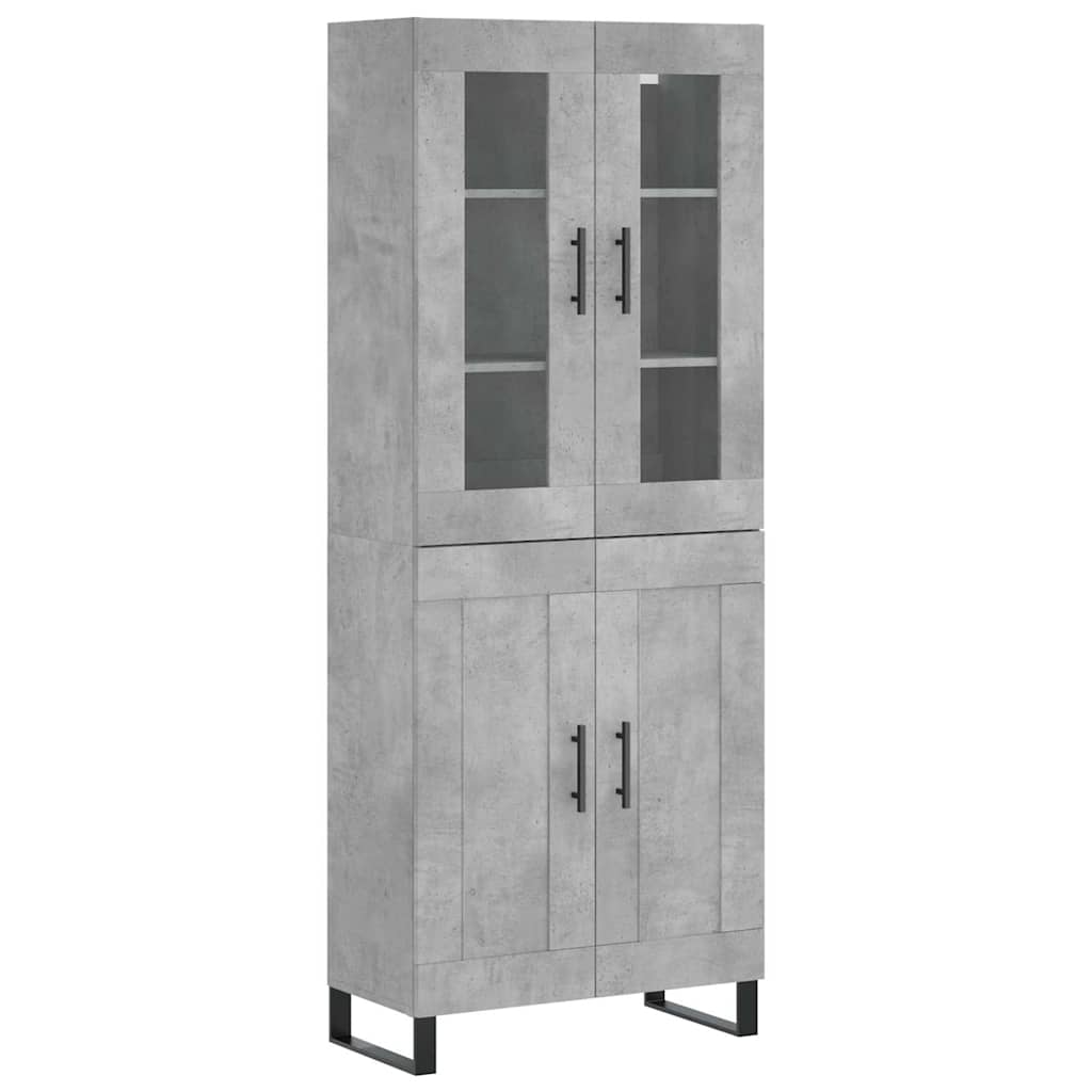 Hoge kast 69,5x34x180 cm bewerkt hout betongrijs is nu te koop bij PeponiXL, paradijselijk wonen!