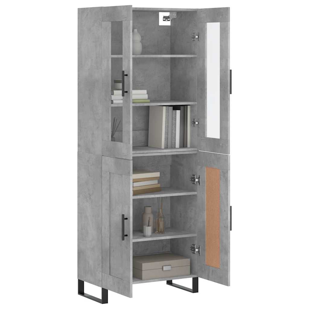 Hoge kast 69,5x34x180 cm bewerkt hout betongrijs is nu te koop bij PeponiXL, paradijselijk wonen!