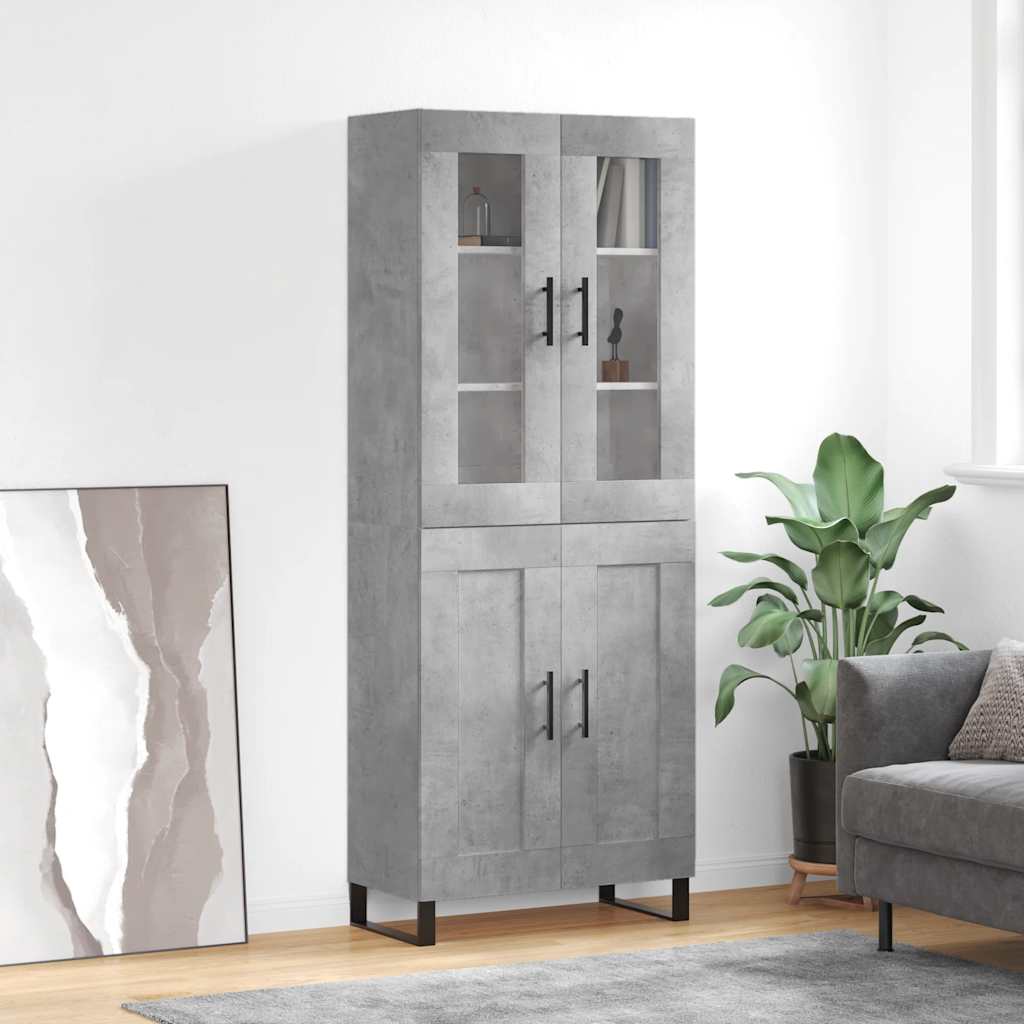 Hoge kast 69,5x34x180 cm bewerkt hout betongrijs is nu te koop bij PeponiXL, paradijselijk wonen!