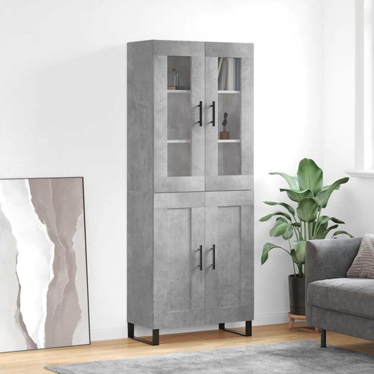 Hoge kast 69,5x34x180 cm bewerkt hout betongrijs is nu te koop bij PeponiXL, paradijselijk wonen!