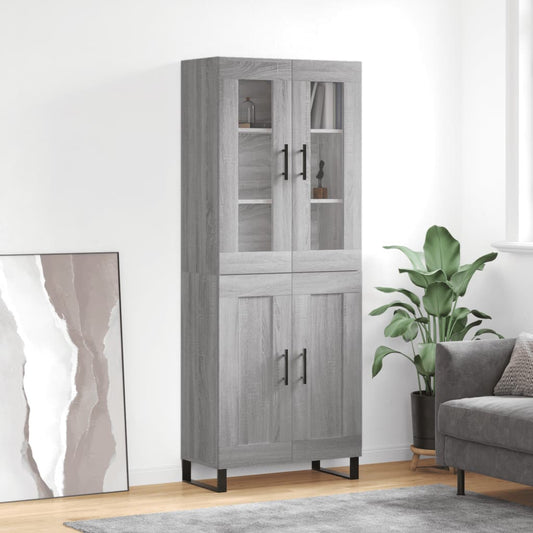 Hoge kast 69,5x34x180 cm bewerkt hout grijs sonoma eikenkleurig is nu te koop bij PeponiXL, paradijselijk wonen!