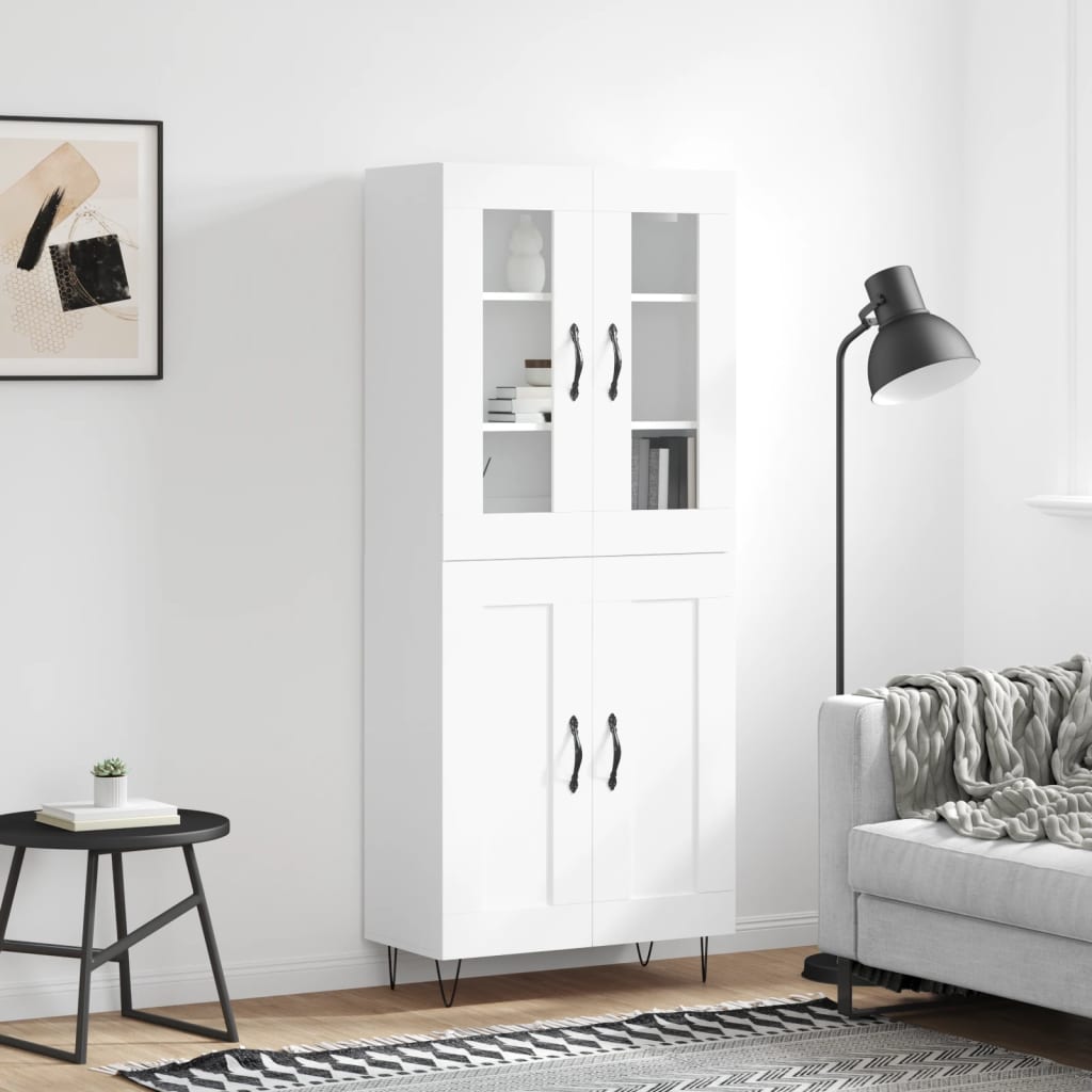 Hoge kast 69,5x34x180 cm bewerkt hout wit is nu te koop bij PeponiXL, paradijselijk wonen!