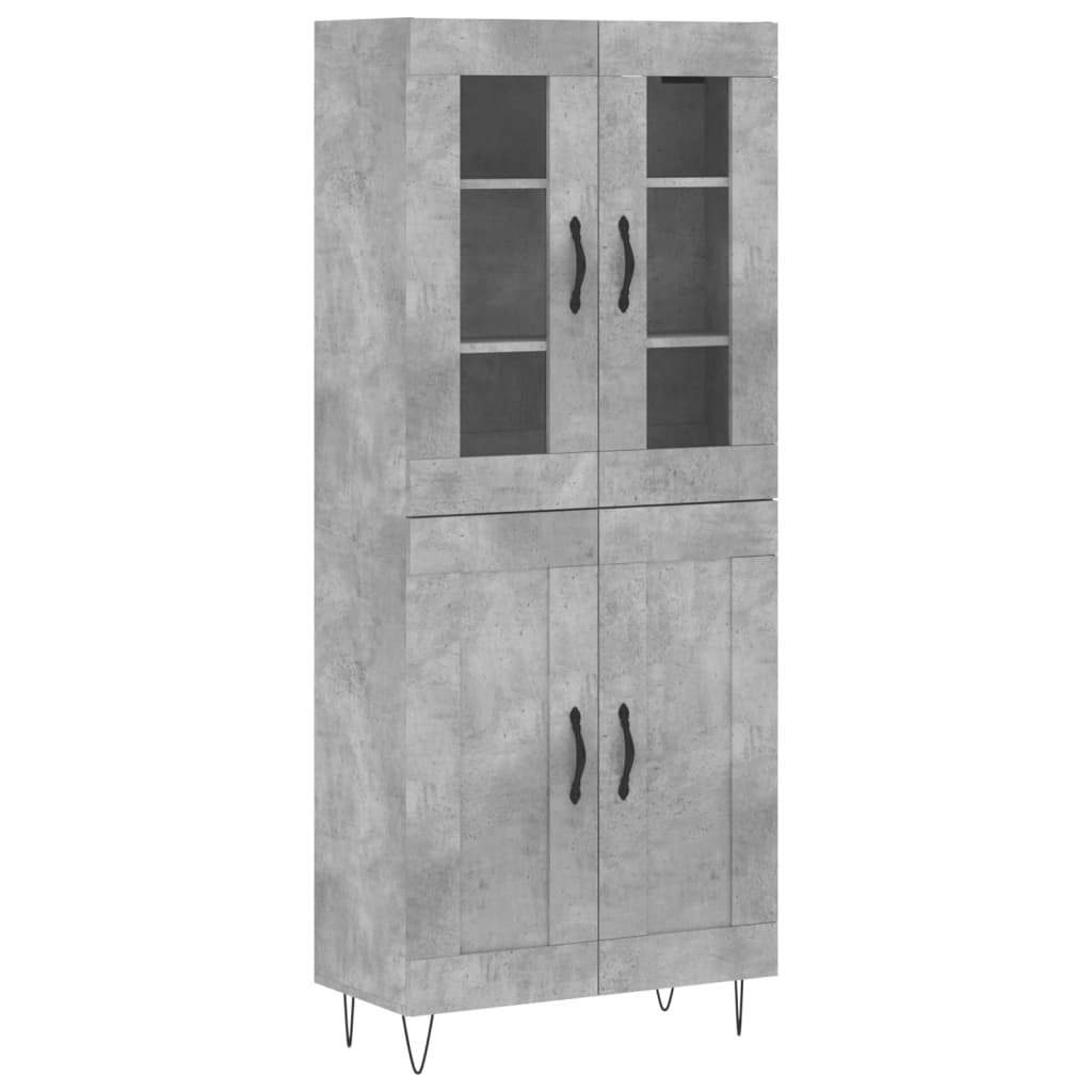 Hoge kast 69,5x34x180 cm bewerkt hout betongrijs is nu te koop bij PeponiXL, paradijselijk wonen!