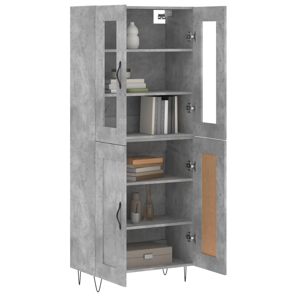 Hoge kast 69,5x34x180 cm bewerkt hout betongrijs is nu te koop bij PeponiXL, paradijselijk wonen!