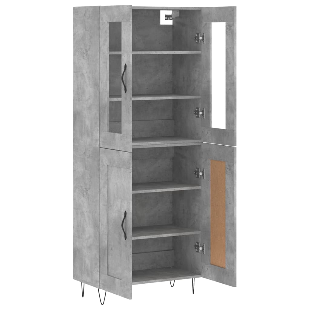 Hoge kast 69,5x34x180 cm bewerkt hout betongrijs is nu te koop bij PeponiXL, paradijselijk wonen!