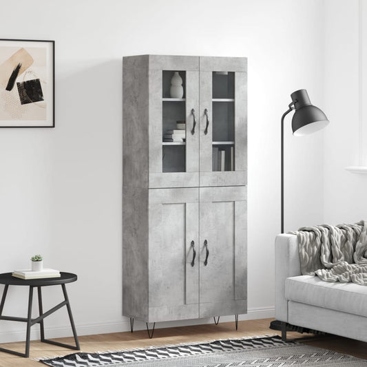 Hoge kast 69,5x34x180 cm bewerkt hout betongrijs is nu te koop bij PeponiXL, paradijselijk wonen!