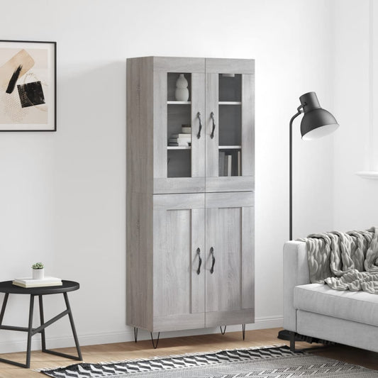 Hoge kast 69,5x34x180 cm bewerkt hout grijs sonoma eikenkleurig is nu te koop bij PeponiXL, paradijselijk wonen!