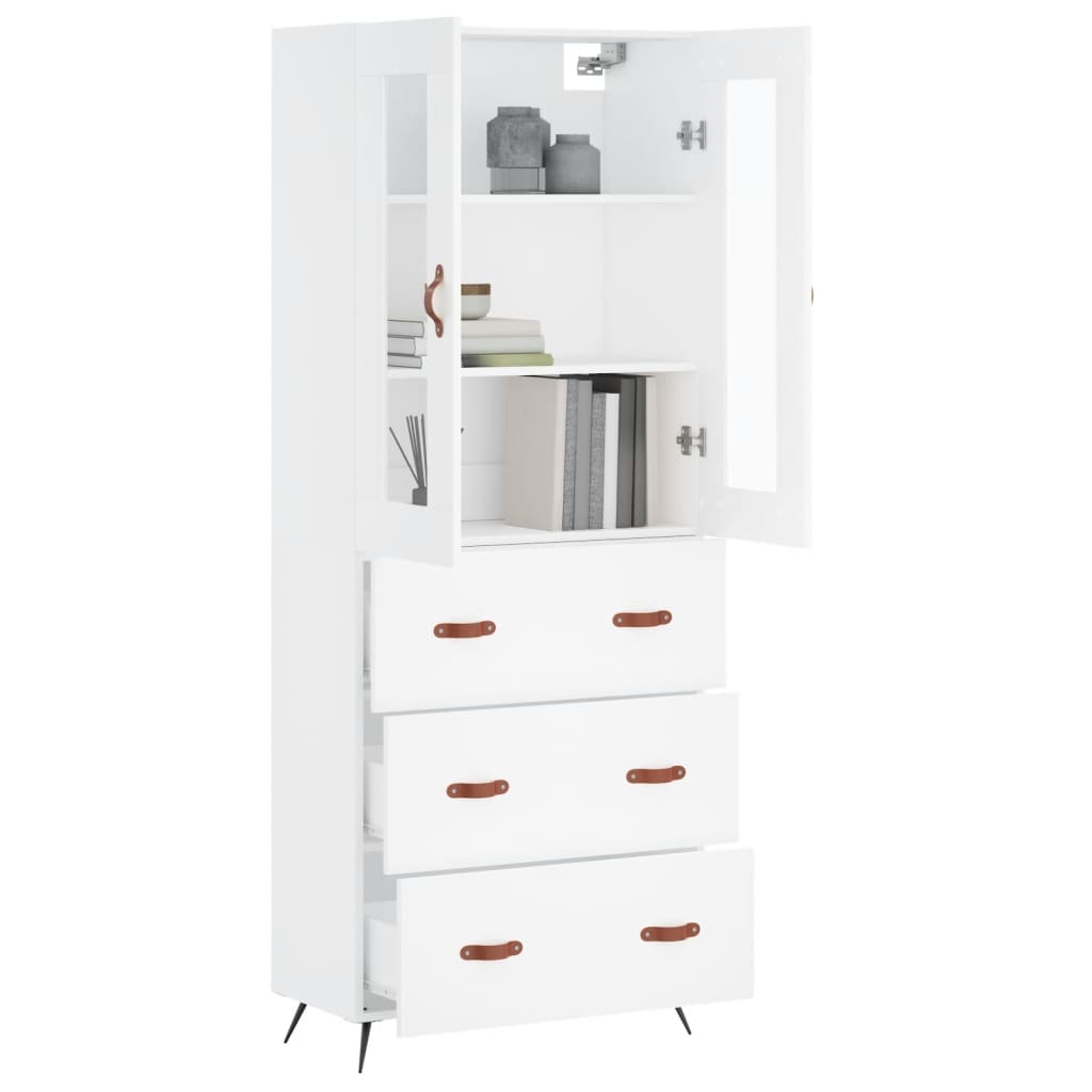 Hoge kast 69,5x34x180 cm bewerkt hout wit is nu te koop bij PeponiXL, paradijselijk wonen!