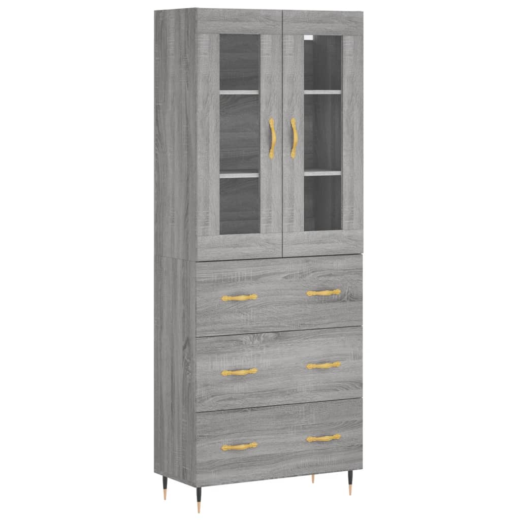 Hoge kast 69,5x34x180 cm bewerkt hout grijs sonoma eikenkleurig is nu te koop bij PeponiXL, paradijselijk wonen!
